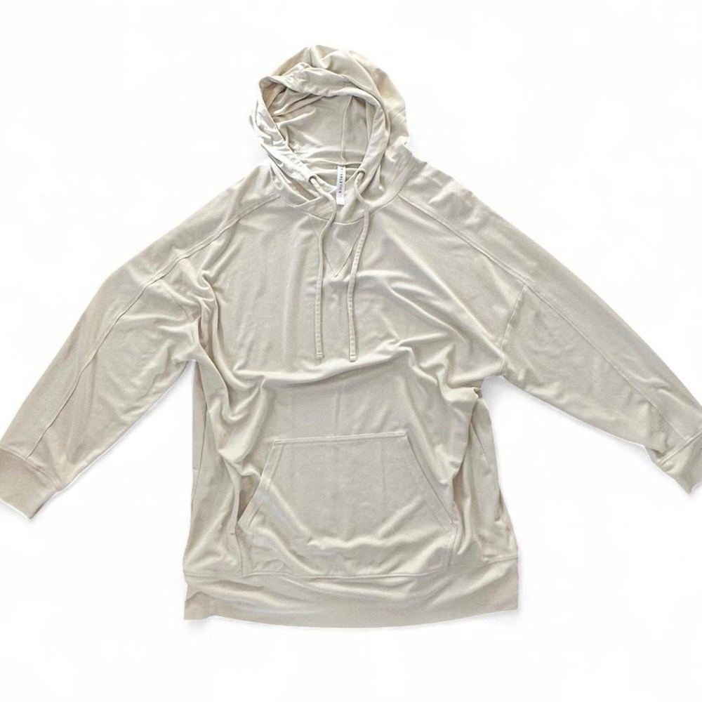 Fabletics Light Yellow Cream Oversized Hoodie Womens Sz Large Workout Gym Active - Picture 3 of 7